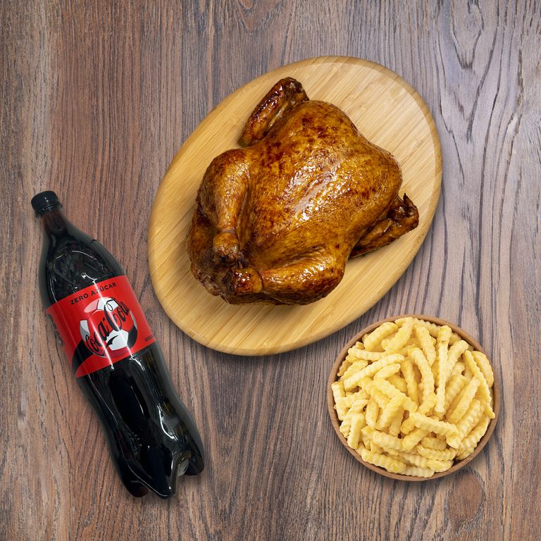 Pollo Rostizado + Porción de Papas + Coca Cola Sin Azúcar 1.5 L