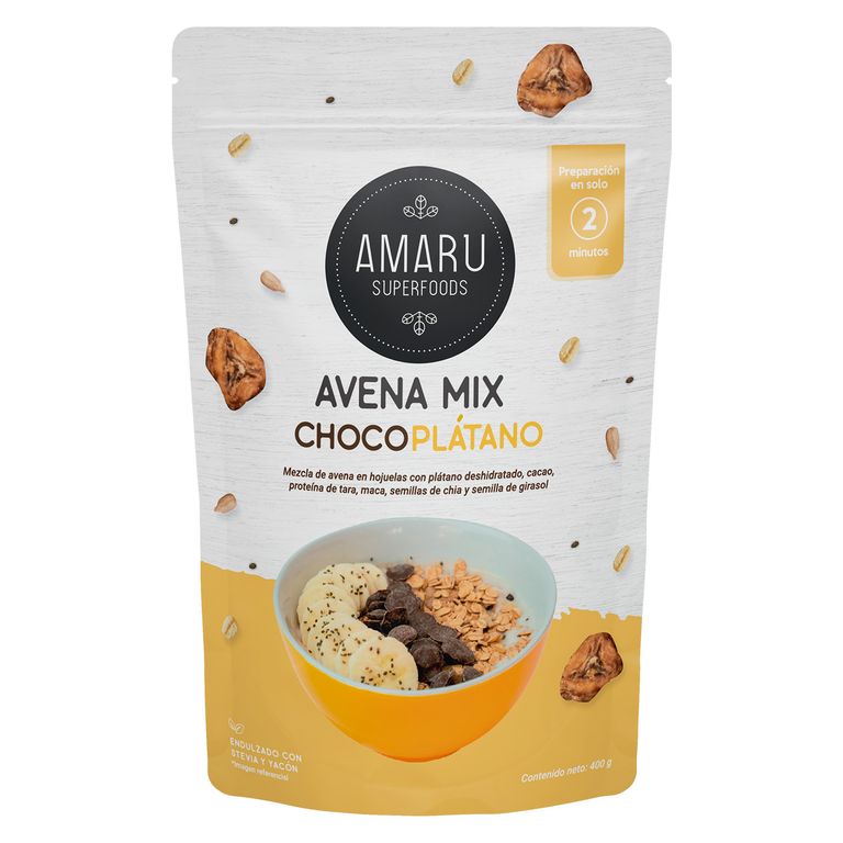 Avena Mix Amaru Superfoods Choco Plátano Empaque 400 g