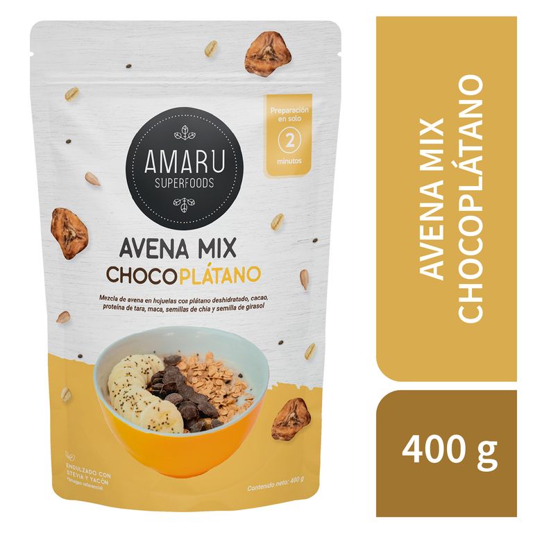 Avena Mix Amaru Superfoods Choco Plátano Empaque 400 g