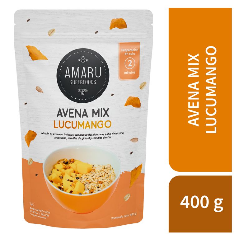 Avena Mix Amaru Superfoods Lucumango Empaque 400 g