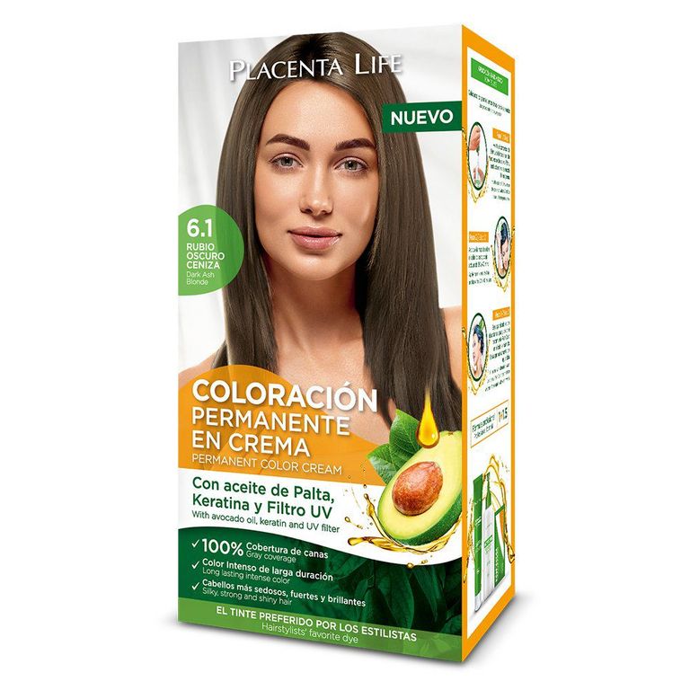 Tinte Placenta Life Tono 6.1 Rubio Oscuro Cenizo
