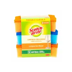 SCOTCH BRITE - Esponja Scotch Brite Limpieza Delicada Empaque 3 Und