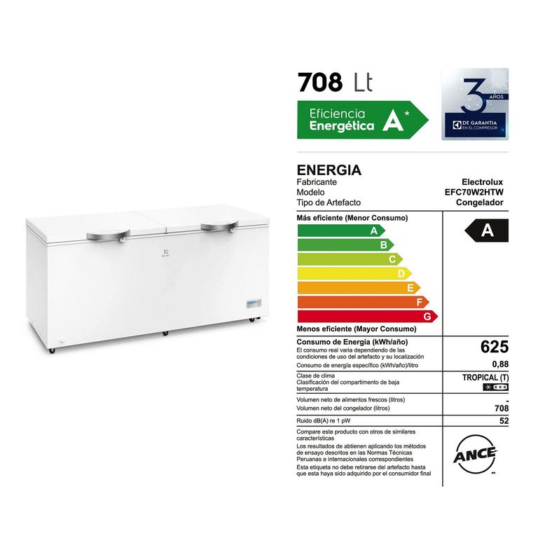Congeladora Electrolux 708 L Efc70W2Htw