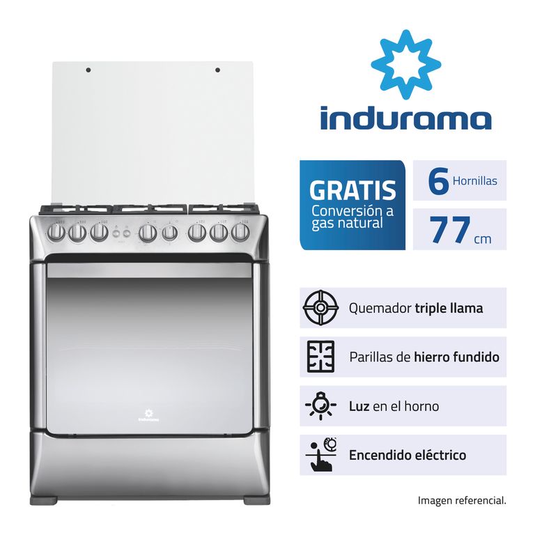 Cocina 30 Pulgadas 6 Hornillas con Encendido Eléctrico Galacia Croma