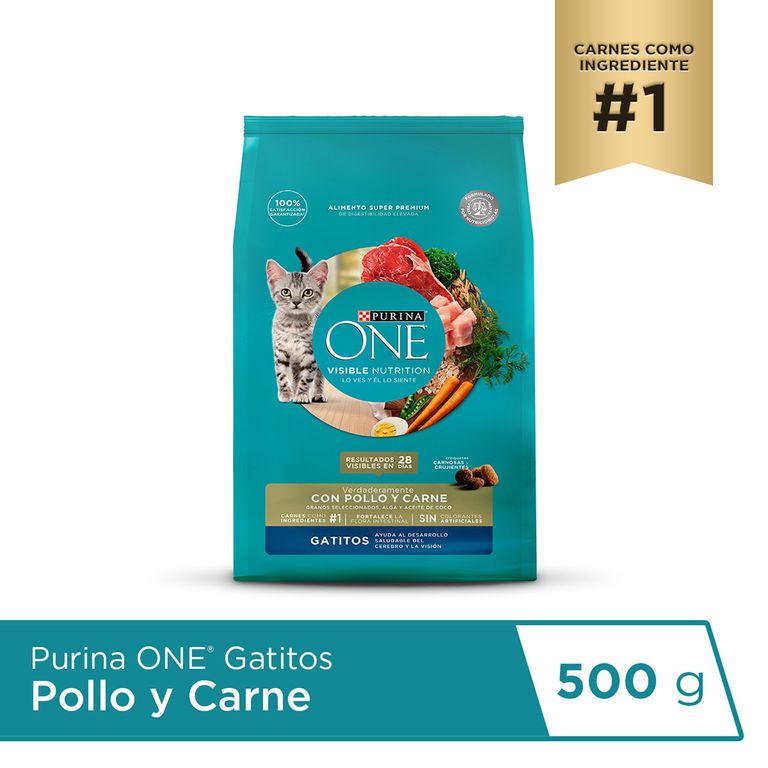 Alimento Seco Gatitos Purina One Pollo Carne Bolsa 500 g