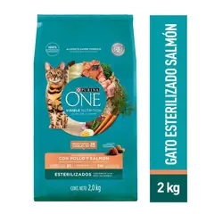 PURINA ONE - Comida para Gatos Esterelizados Sabor Pollo y Salmón 2 kg