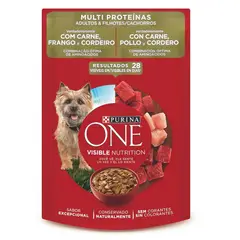 PURINA ONE - Alimento húmedo para perros Adulto y Cachorro sabor carne, pollo y cordero de 85gr