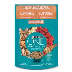 PURINA ONE - Alimento húmedo para gatos Adulto y esterilizado supernutrientes de 85gr