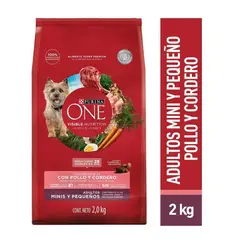 PURINA ONE - Comida para Perros Adultos Pequeños Sabor Pollo y Cordero 2 kg