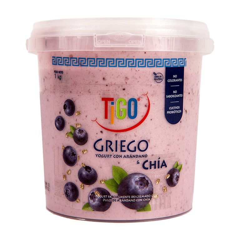 Yogurt Griego Tigo Arándano y Chía Envase 1 Kg