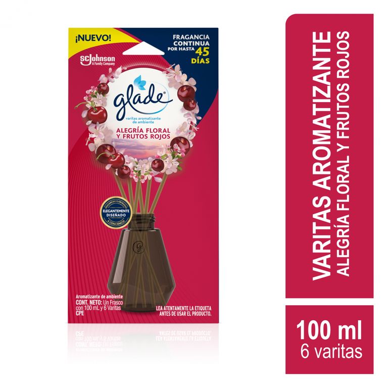Varitas Aromatizantes Glade Alegría Floral y Frutos Rojos Envase 100 mL