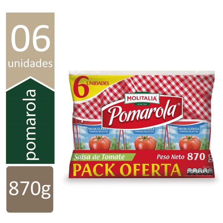 Salsa Tomate Pomarola Clasica Pack 6 Und