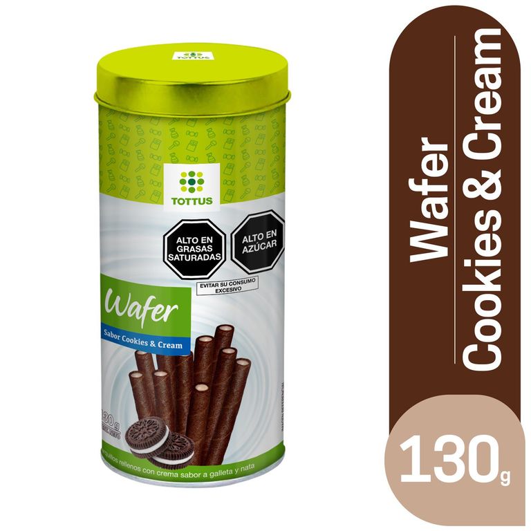 Barquillo Wafer Roll Tottus Cookies & Cream Empaque 130 g