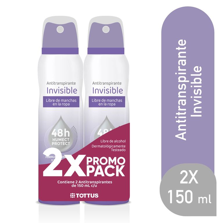 Antitranspirante en Spray Tottus Mujer Invisible Empaque 2 Und