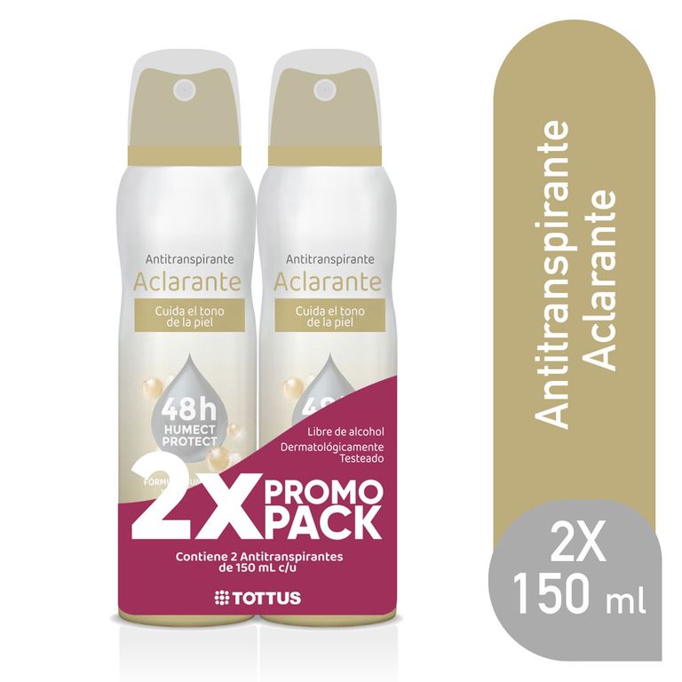 Antitranspirante en Spray Tottus Mujer Aclarante Empaque 2 Und
