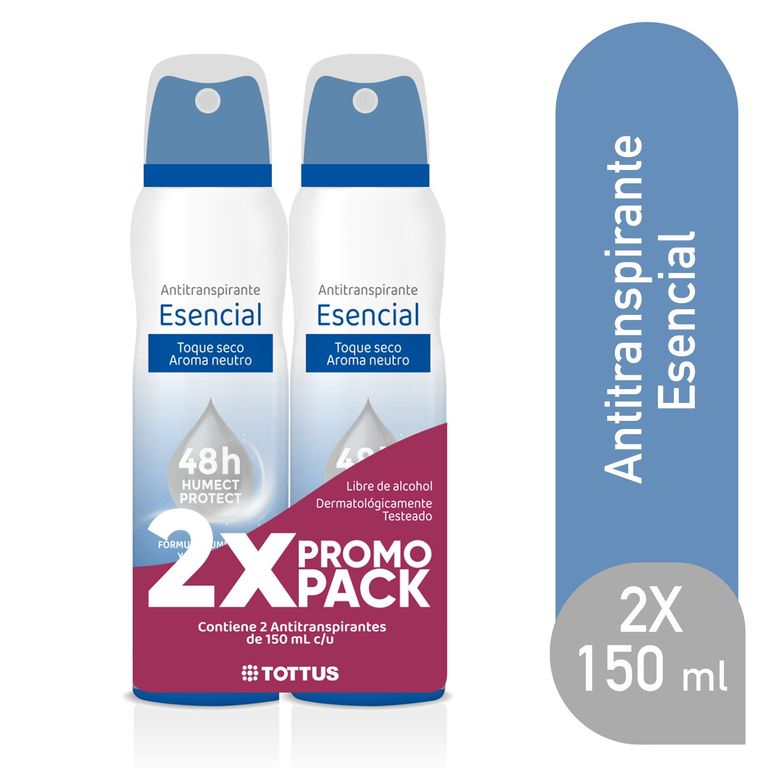 Antitranspirante en Spray Tottus Mujer Esencial Empaque 2 Und