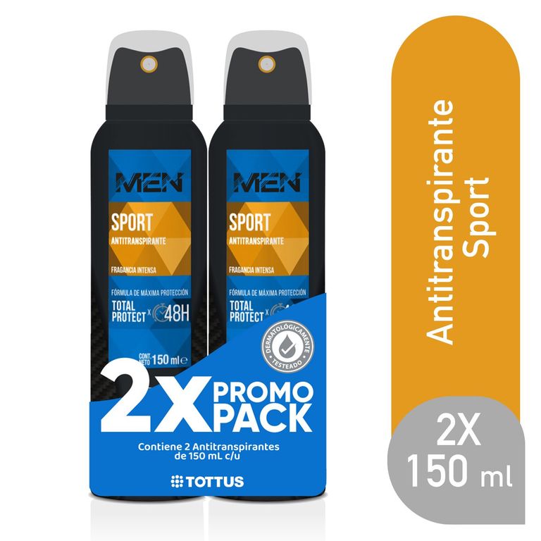 Antitranspirante en Spray Tottus Hombre Sport Empaque 2 Und