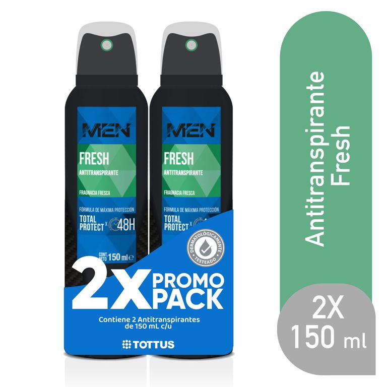 Antitranspirante en Spray Tottus Hombre Fresh Empaque 2 Und