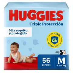 HUGGIES - Pañales Huggies Triple Protección Talla M Empaque 56 Und