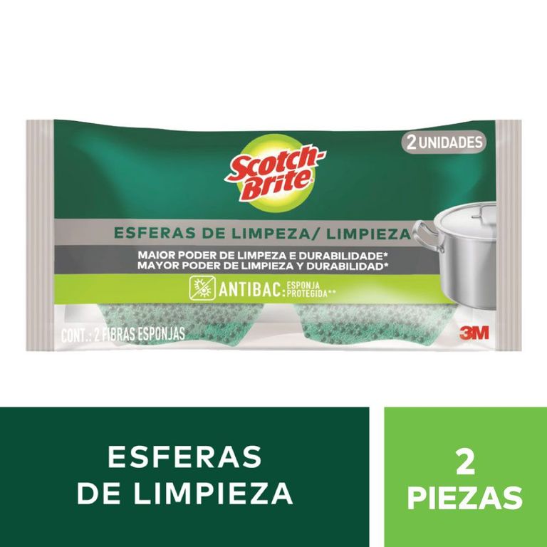 Esponja Scotch Brite Esferas Limpieza Empaque 2 Und