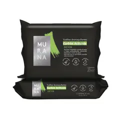 MURANA - Toallitas Desmaquillantes Carbón Activado Detox Empaque 25 Und