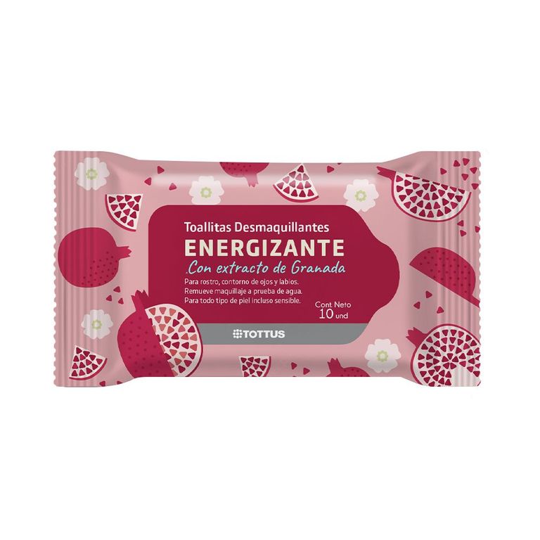 Toallitas Desmaquillantes Tottus Energizante Granada Empaque 10 Und