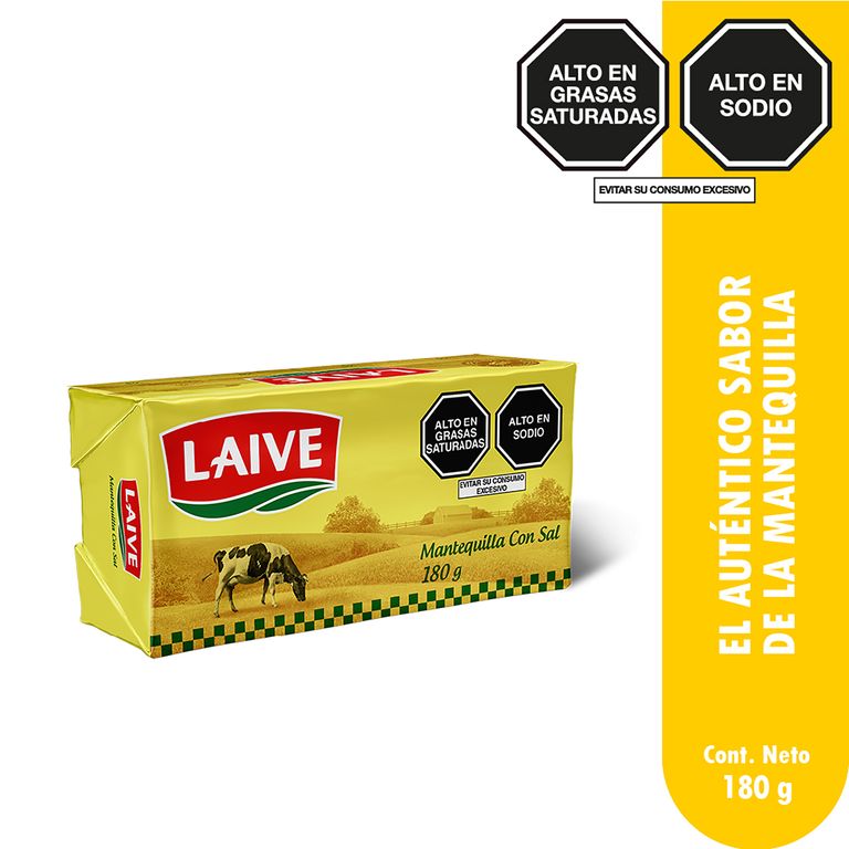 Mantequilla con Sal Laive en Barra Empaque 180 g