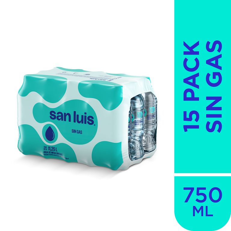 Agua San Luis Sin Gas Pack 15 Botellas 750 mL