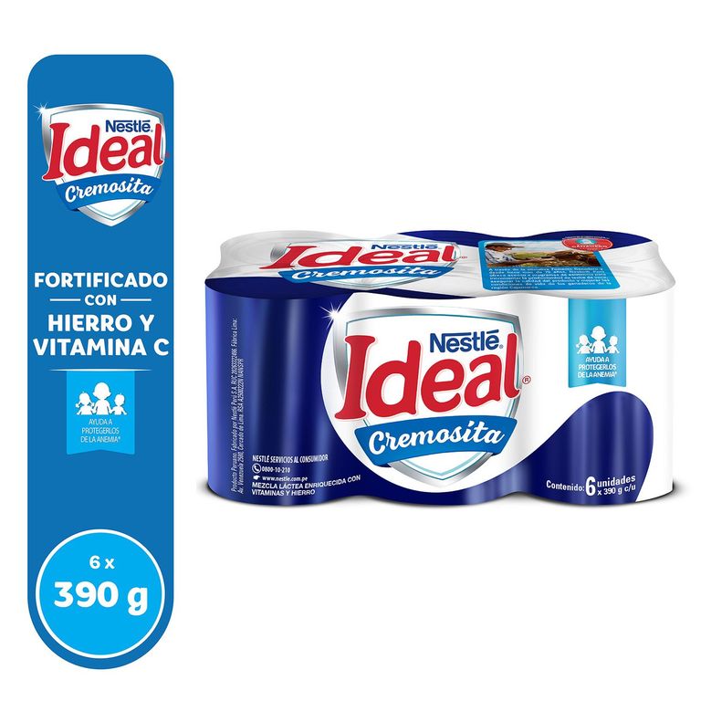 Mezcla Láctea Ideal Cremosita Sixpack Lata 390 g