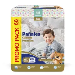 TOTTUS BEBE - Pañal Cuidado Premium Talla XXG Empaque 68 Und