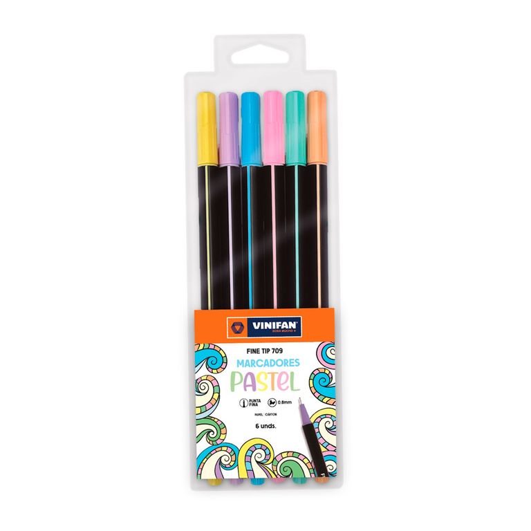 Plumones Vinifan Fine Tip Pastel Estuche 6 Und