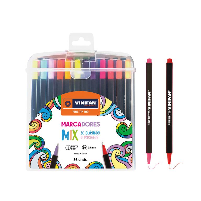 Plumones Vinifan Fine Tip Mix Estuche 36 Und