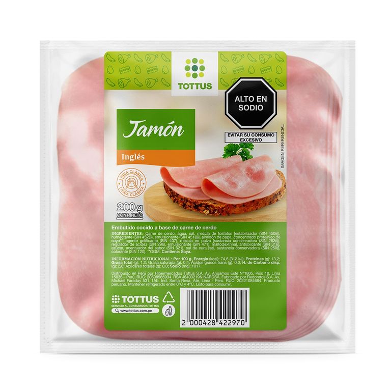 Jamón Inglés Premium Tottus Empaque 200 g