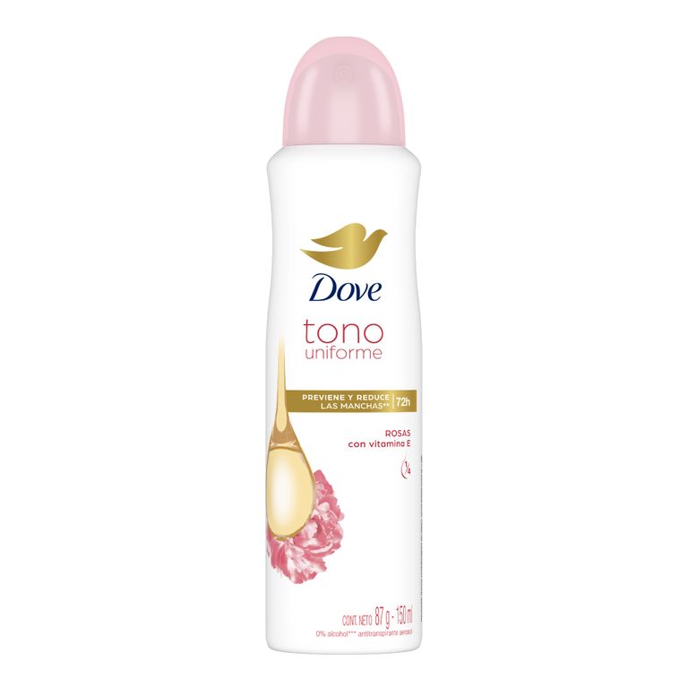 Antitranspirante en Spray Dove Tono Uniforme Rosas Envase 150 mL
