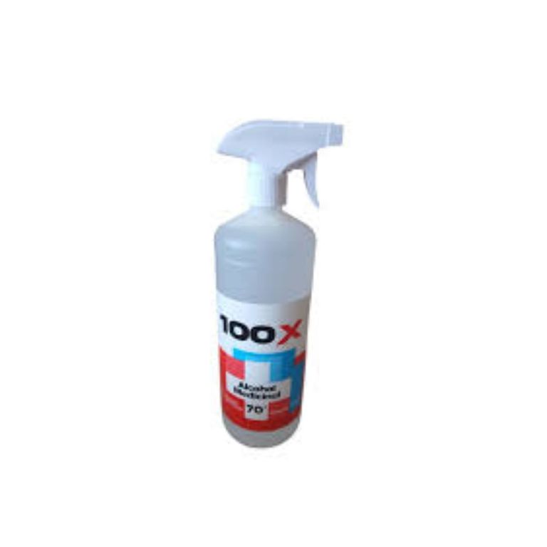 Alcohol Medicinal 100X 70° con Atomizador Botella 1 L