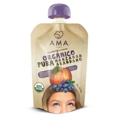 AMA TIME - Puré de Manzana Arándano Orgánico Ama Time Doypack 90 g