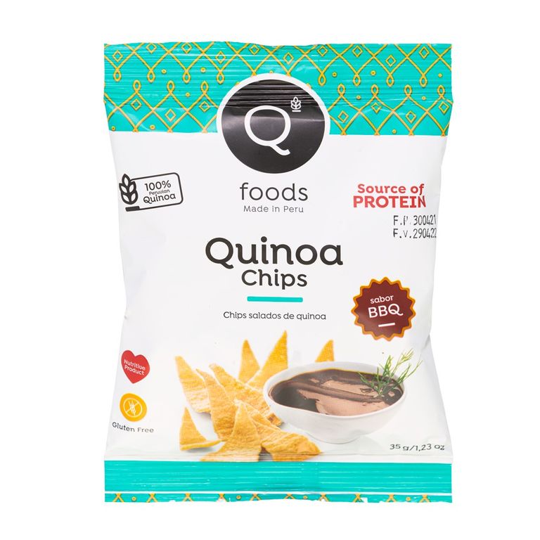 Snack Quinoa Chips Qfoods BBQ Bolsa 35 g
