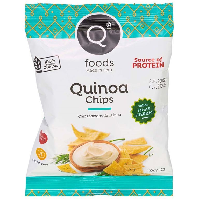 Snack Quinoa Chips Qfoods Finas Hierbas Bolsa 100 g