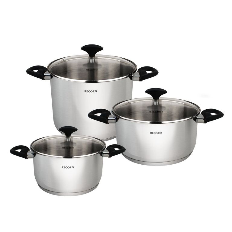 Juego de Ollas Record Gia Plus Acero Inoxidable 22cm +24cm +26cm