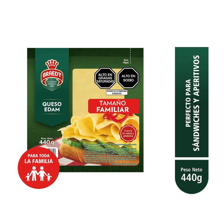 Queso Edam en Láminas Braedt Empaque 440 g