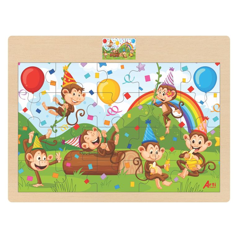 Rompecabezas Arti Creativo 20 Piezas Monkey Party Madera