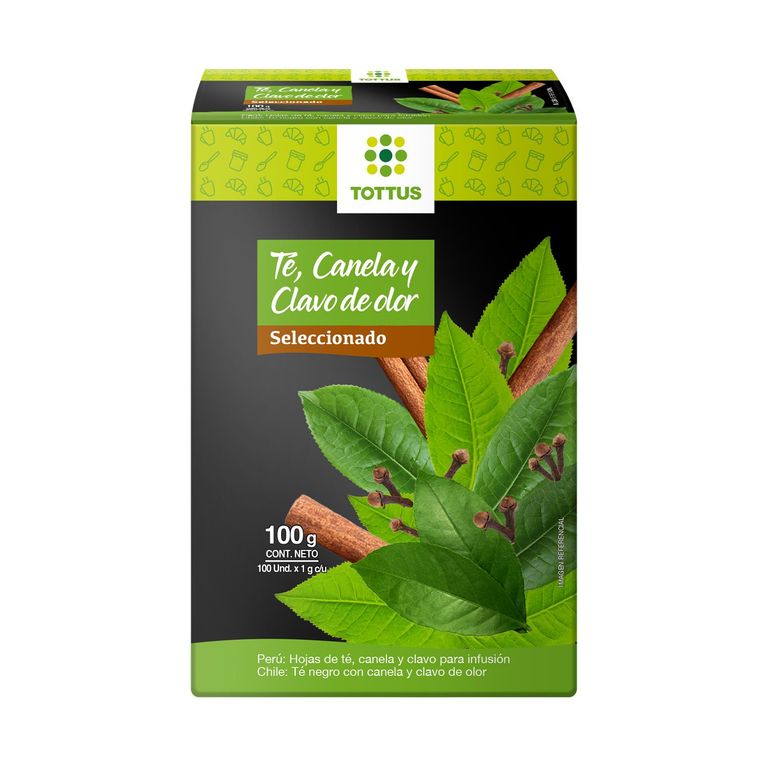 Té Canela y Clavo de Olor Tottus Caja 100 Sobres