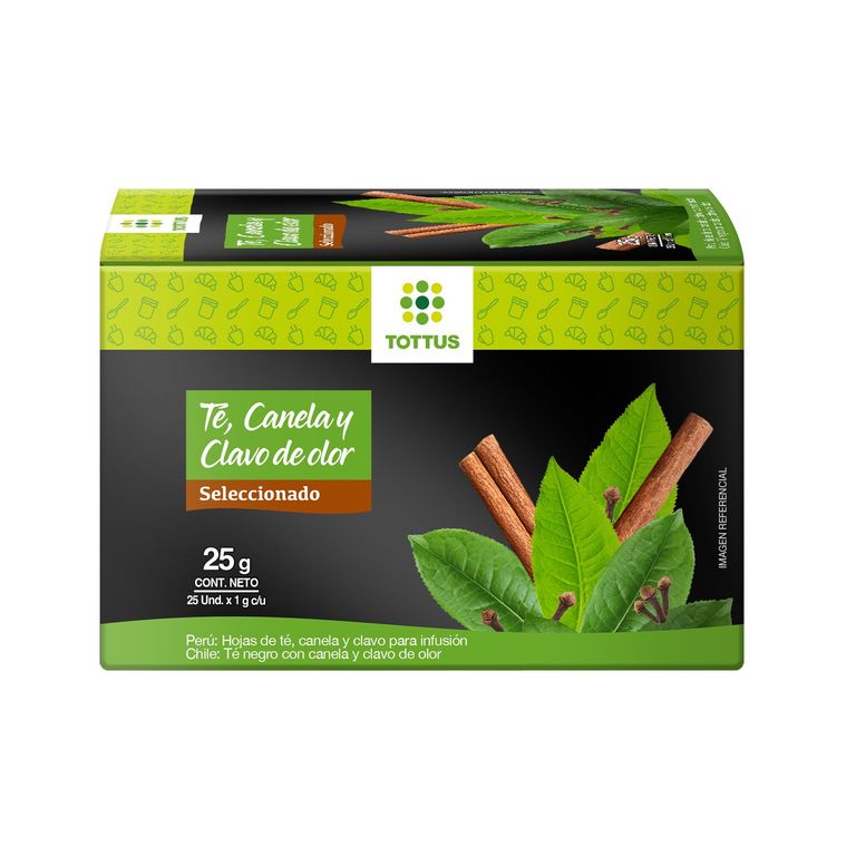 Té Canela y Clavo Tottus Caja 25 Sobres