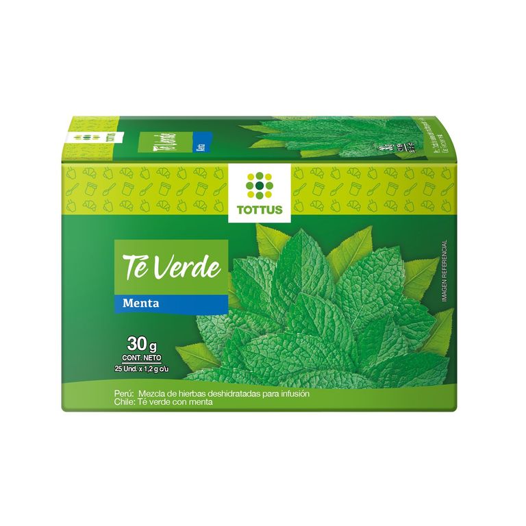 Té Verde Tottus Menta Caja 25 Sobres