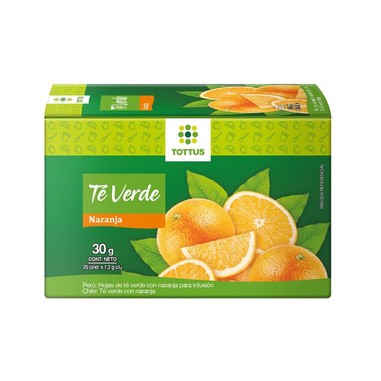 Té Verde Tottus Naranja Caja 25 Sobres