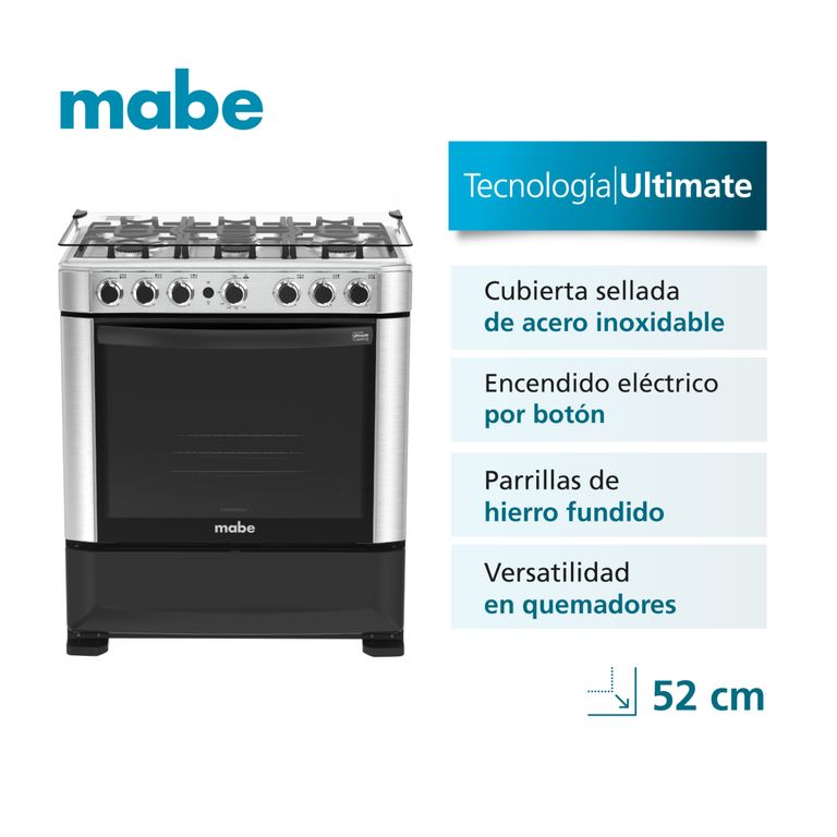 Cocina de Piso a Gas 76 cm Inox Mabe CMP7625FX0