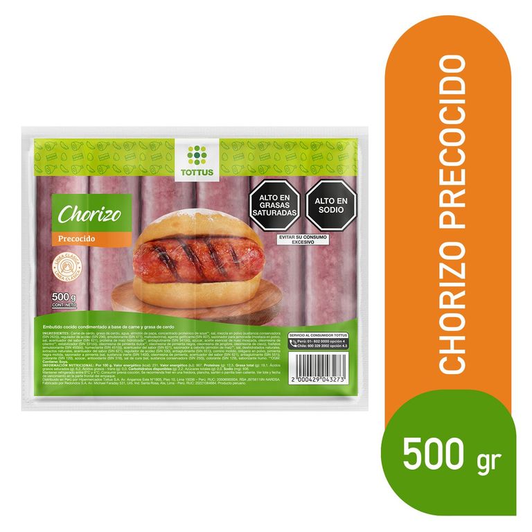 Chorizo Precocido Tottus Empaque 500 g