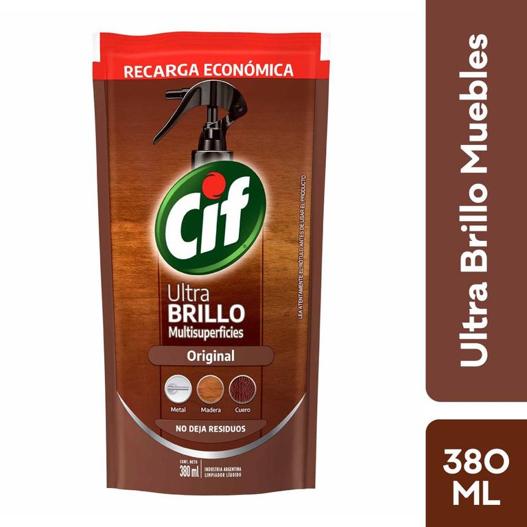 Limpiador Cif Ultra Brillo Multisuperficies Doypack 380 mL
