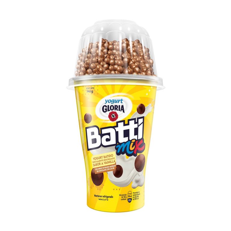 Yogurt Gloria Battimix Vainilla con Bolitas de Chocolate Envase 146 g