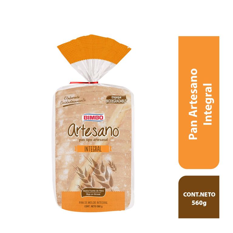 Pan de Molde Bimbo Artesano Integral Bolsa 560 g